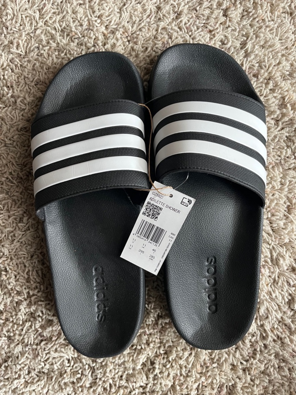 adidas Black & White Adilette Shower Slide Sandals